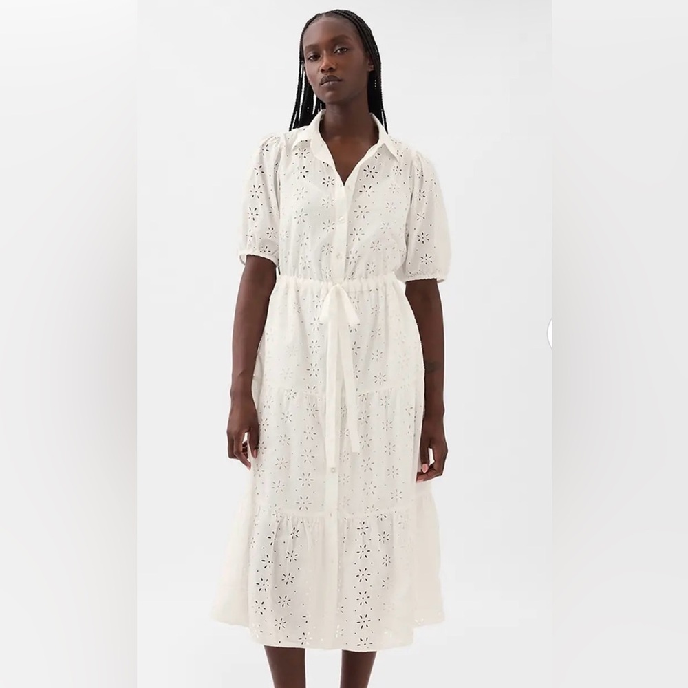 GAP Cream Eyelet Midi Dress